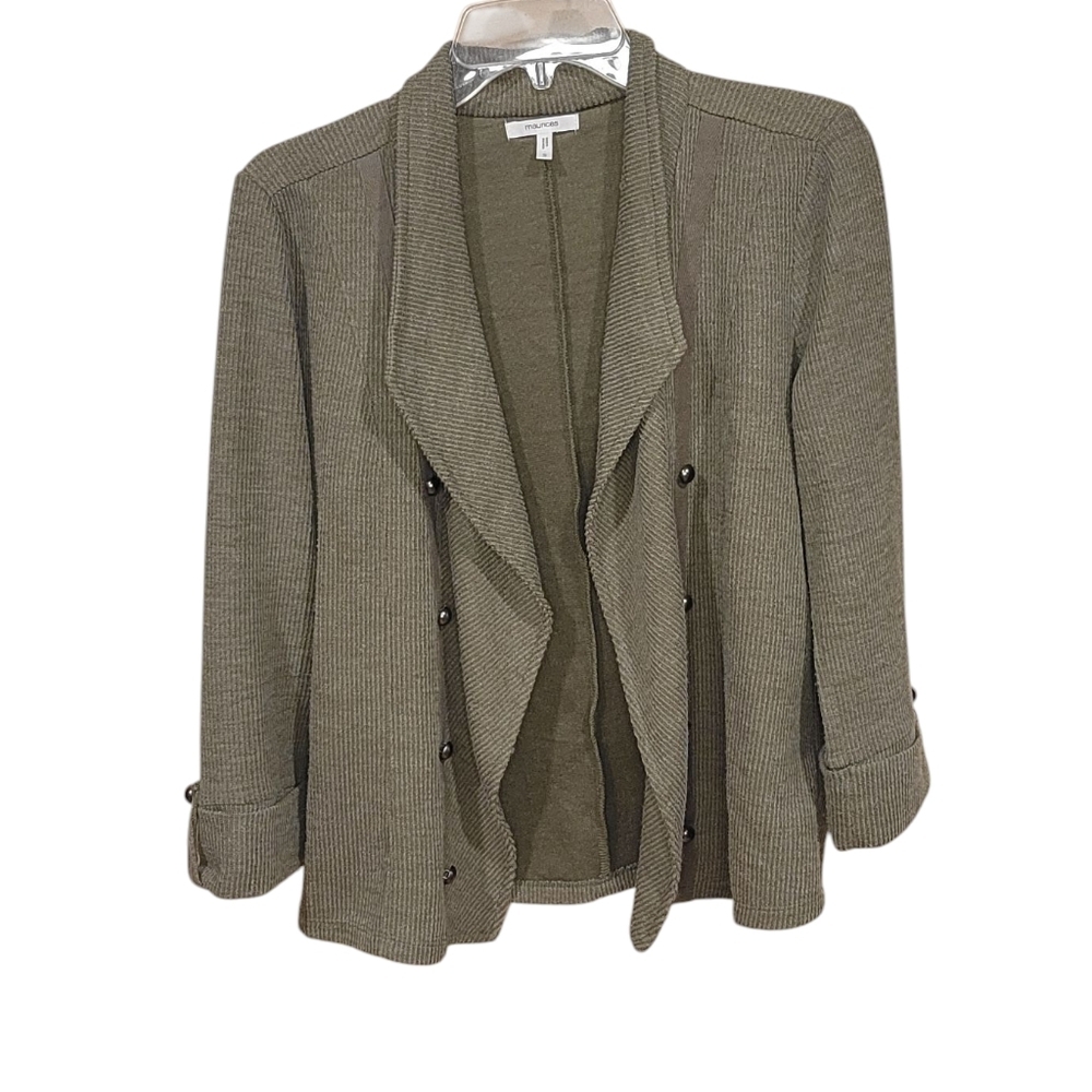 Maurcies Solid Cascade Front Military Cardigan - image 2